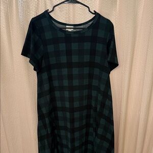 LuLaRoe Green and Black Plaid Midi Dress
